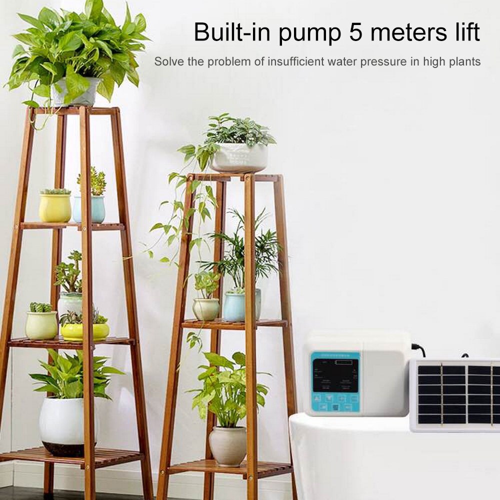 Trädgård solar bevattningssystem automatisk bevattning timer enhet trädgårdsarbete krukväxt droppbevattning miniatyr pump med pe slang