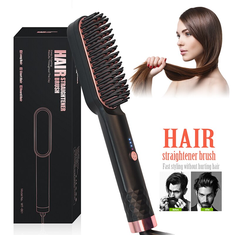 Multifunctional Beard Straightener Hair Straighten Straightening Beard Comb Hair Brush Quick Hair Styler Men Hair Styler Tool