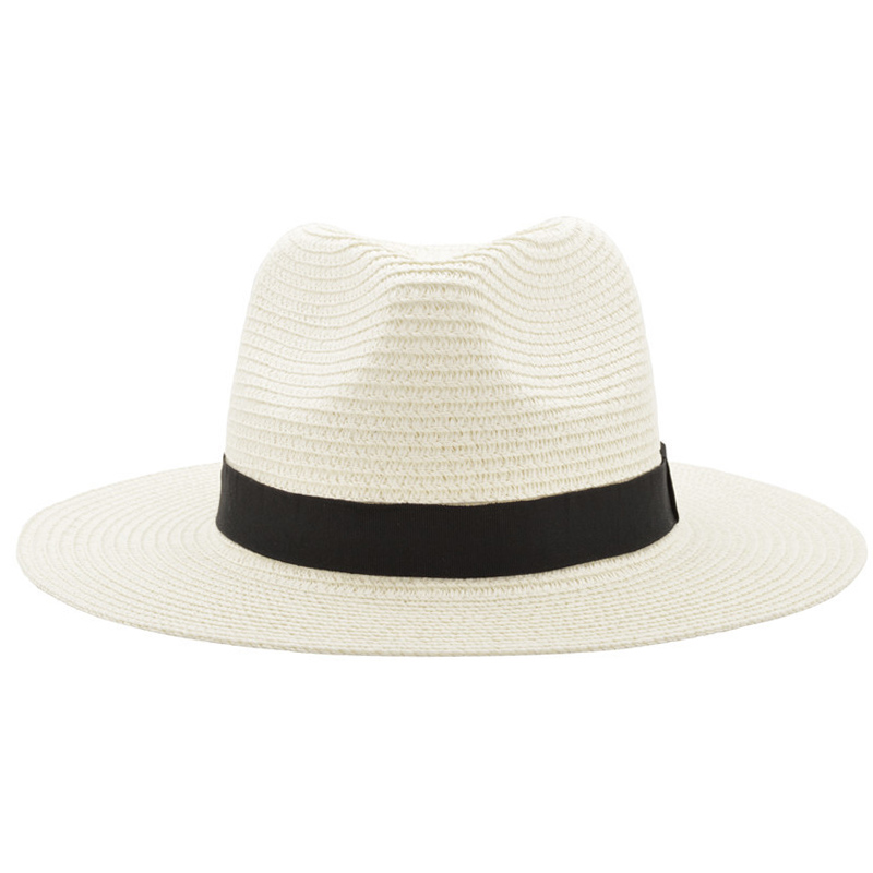 Chapeau Panama en paille pour hommes et femmes, Chapeau de plage d'été, visière de soleil, Jazz, Cool, Sombrero YY17161: Ivory Straw panama