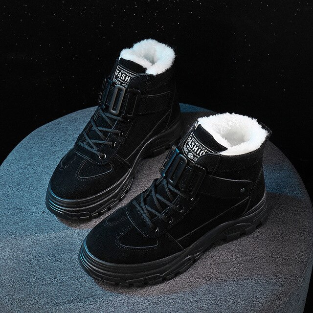 Kvinnor vinterskor sammet päls platå sneakers svart/vit hög topp kvinnliga fritidsskor bomull vadderade snöskor  u275: Svart / 7.5