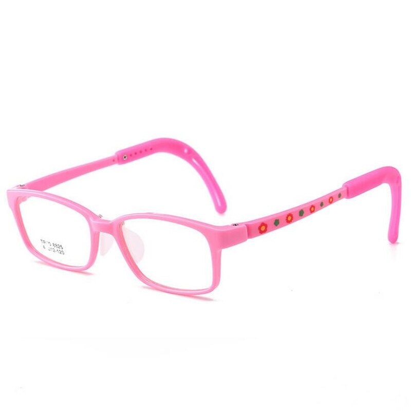 Tr90 dreng pige briller ramme børn sikrere silikone studerende anti-shedding firkantede recept briller til barn: Lyserød