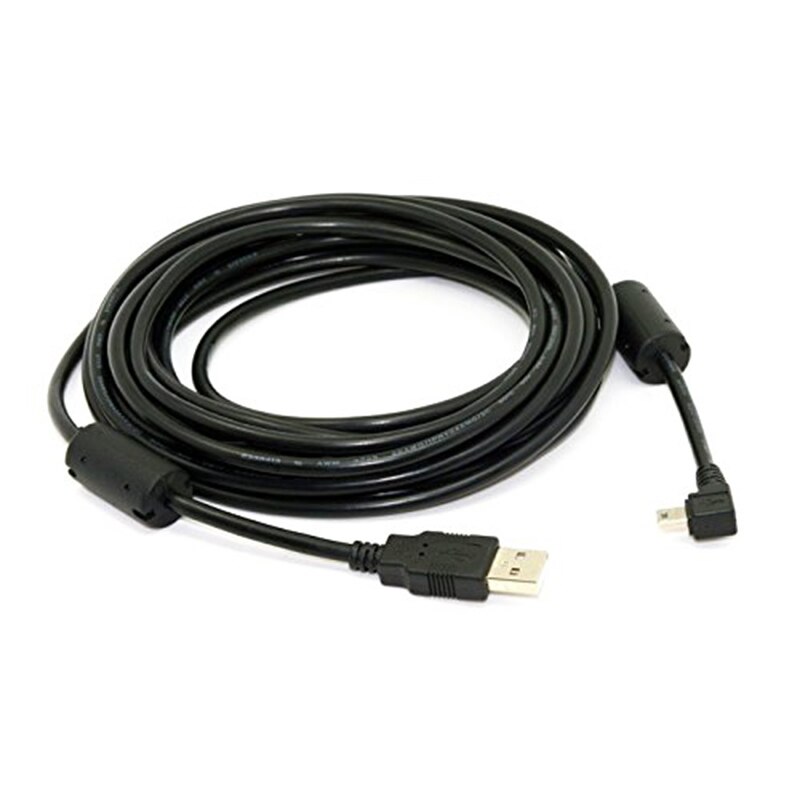 Mini Usb B Type 5pin Male Haaks 90 Graden Naar Usb 2.0 Male Data Kabel Met Emi Ferrietkern 5 Meter