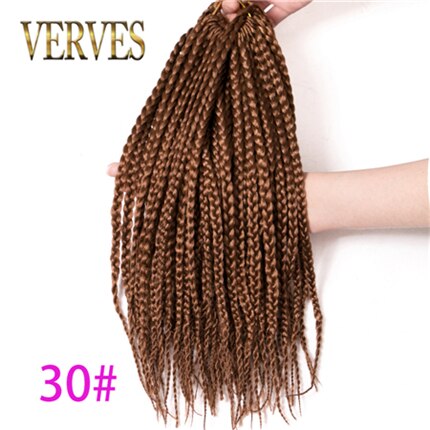 VERVES Box Braids Hair Synthetic 6 pack 14 inch and 18 inch Crochet Hair Extensions 22 Strands/pack Ombre Braiding Hair Braids: #30