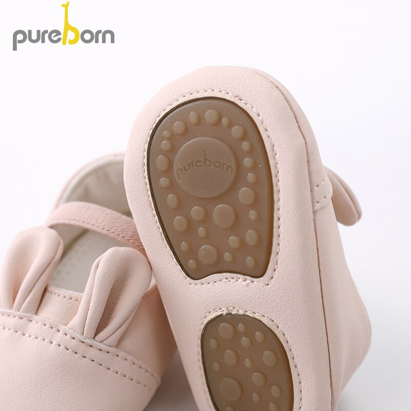 Pureborn baby pige sko prinsesse sko tegneserie bunny nyfødte piger anti-slip pre-walkers pu læder baby pige crip sko