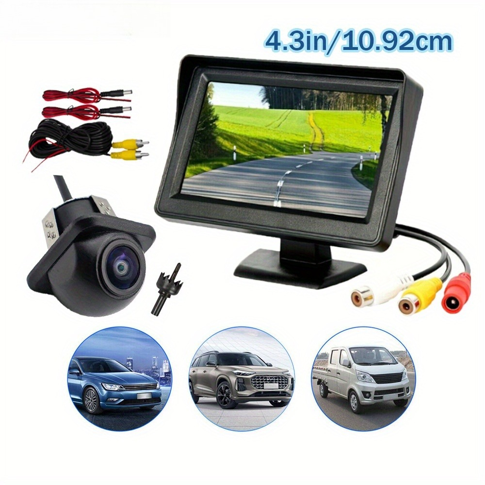 10.92cm Car Backup Camera System with HD Monitor & Wide-Angle Rear View, Night Vision,Easy Install Fit for Cars,Trucks,SUVs, RVs