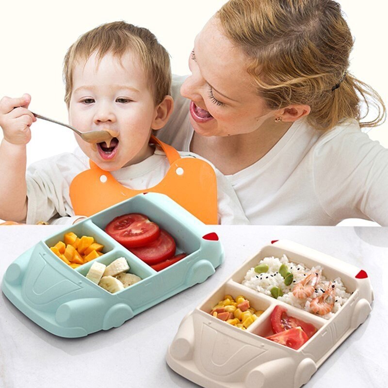 5 pcs/lot dessin animé mignon carré voiture Train avion bébé alimentation ensemble nourriture fruits plat plaque épaisse vaisselle Table plats pour enfants