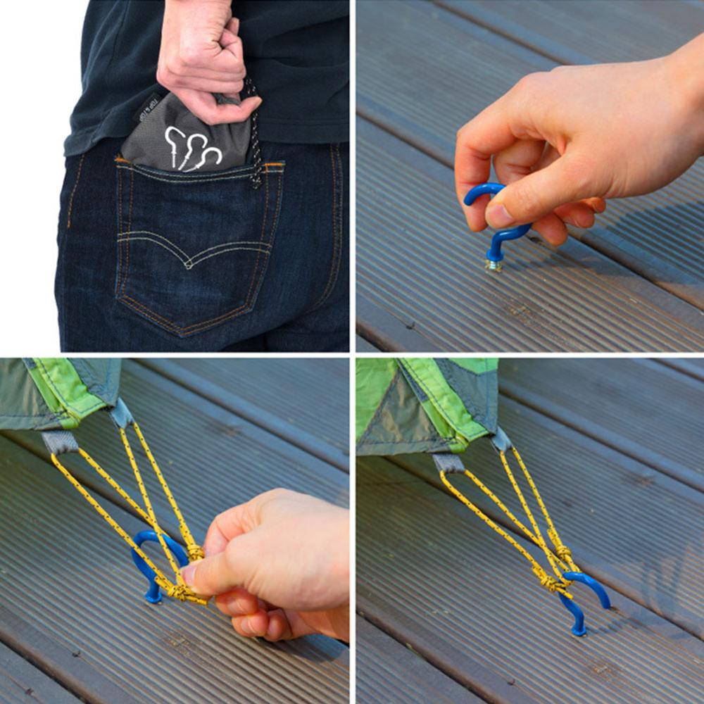 10 Pcs Outdoor Camping Draad Grond Nail Dek Nail Tent Luifel Pull Touw Vaste Schroef Haak Nail