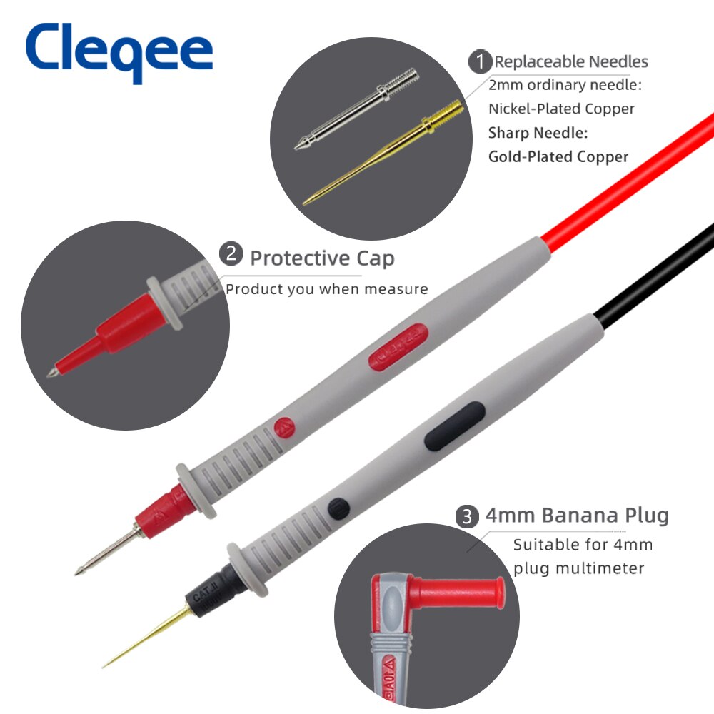 Cleqee Multimeter Probe Probes Vervangbare Naalden Vicedeal