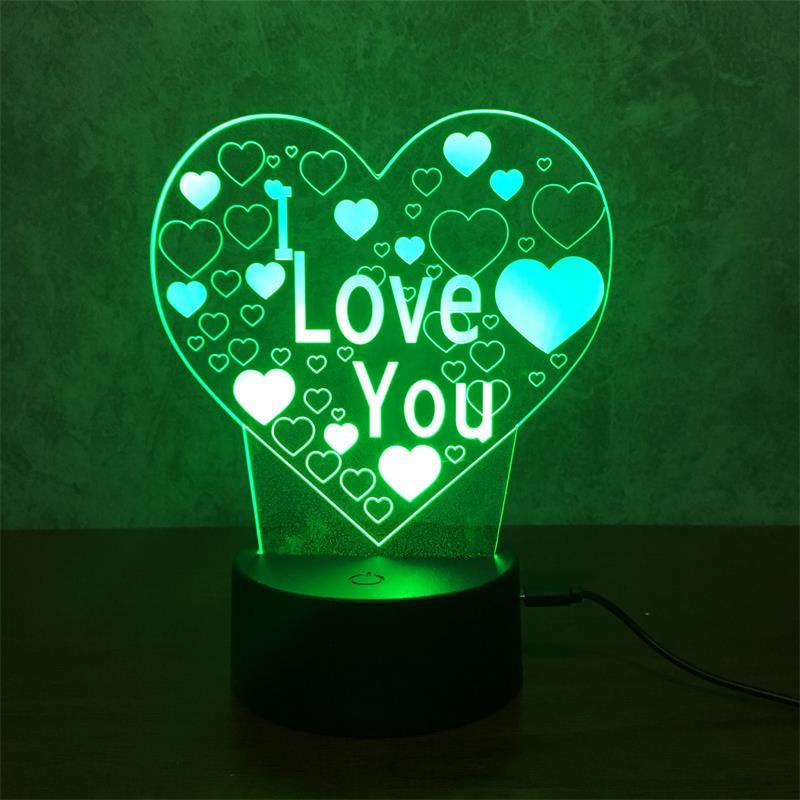 Valentijnsdag Liefde 3D Led Nachtlampje 7 Kleuren Bureaulamp Thuis Gloeilamp Touch Lamp Vrouw Of meisje Vriend K13