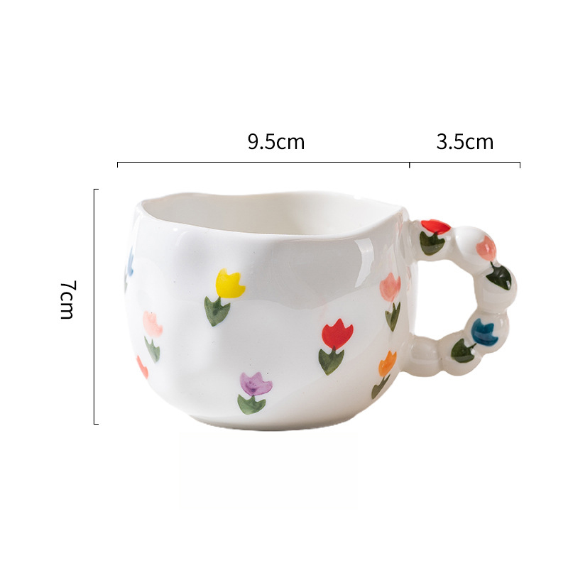 Urocze ceramiczne kubki z wzorem chmur i serc, filiżanki robić kawy, kubki robić herbaty mlecznej z kwiatami, naczynia robić napojów 250 ml, kuchnia: Jasne