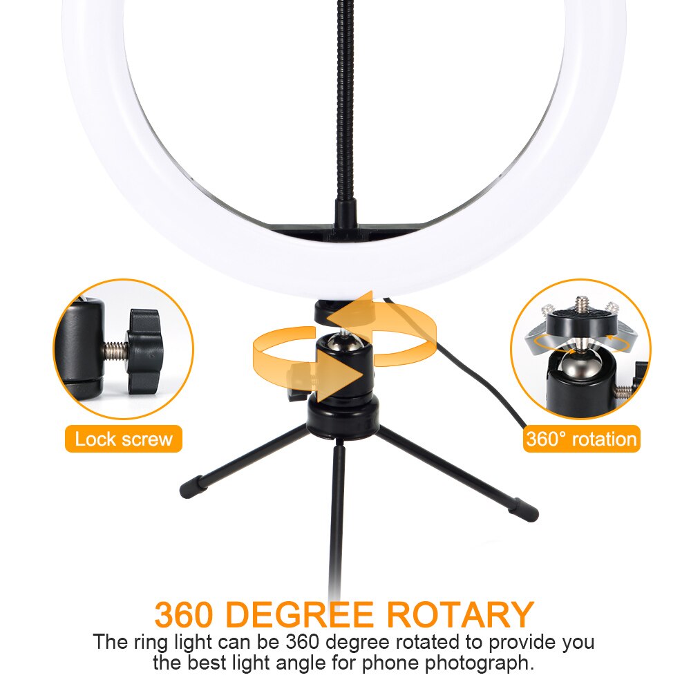 Photography LED Ring Fill Light For Iphone Xiaomi Dimmable Camera Phone Ring Lamp With Table Tripod For Makeup Video Live Studio