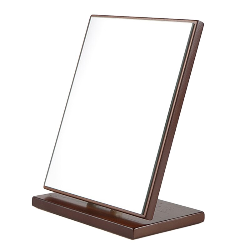 Wooden Desktop Makeup Mirror Large Princess Mirror Desktop Folding Vanity Mirror Rotating Wooden Mirror: Default Title