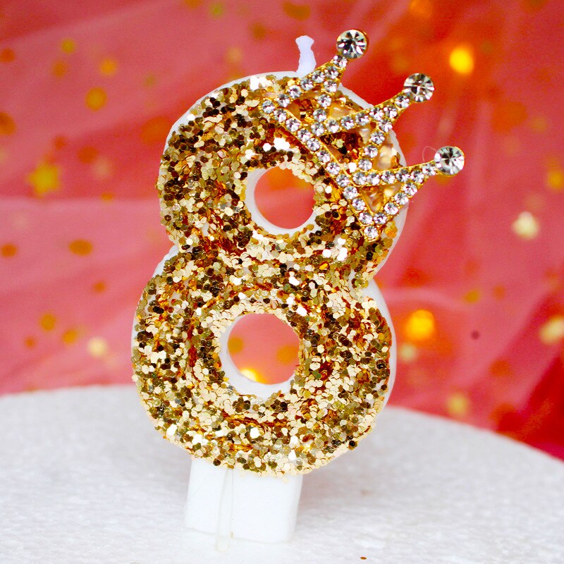 Rhinestone Golden Gradient Candle Birthday Party Wedding Anniversary Mother's Day Cake Topper Decoration: Rose gold-8