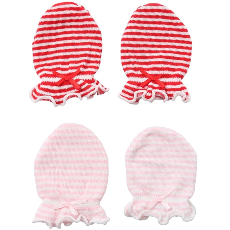 2 pares de moda bebê anti riscar luvas algodão recém-nascido proteção infantil rosto luvas manter dedo quente outono inverno: D