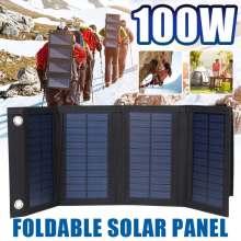 Panel Solar plegable de 100W, cargador de células solares, batería de 5V, USB, portátil, para teléfono inteligente, acampada, al aire libre