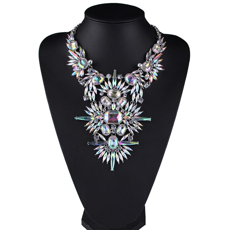 MYDANER-Collar grueso multicolor con diamantes de imitación para mujer, Gargantilla, joyería: D2