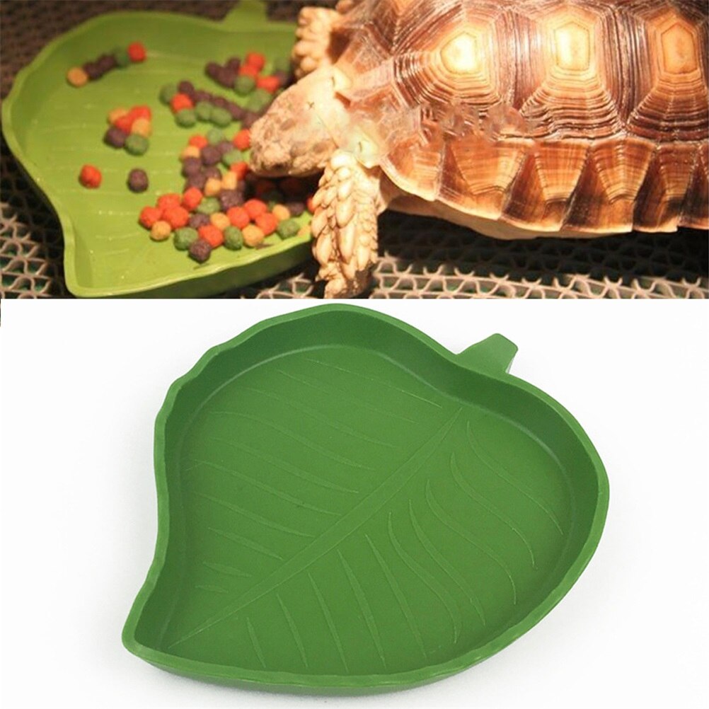2 st amfibier reptiler matare skål bladform reptil terrarium utfodringsbassäng sköldpadda ödla skål vatten fontän för sköldpaddor