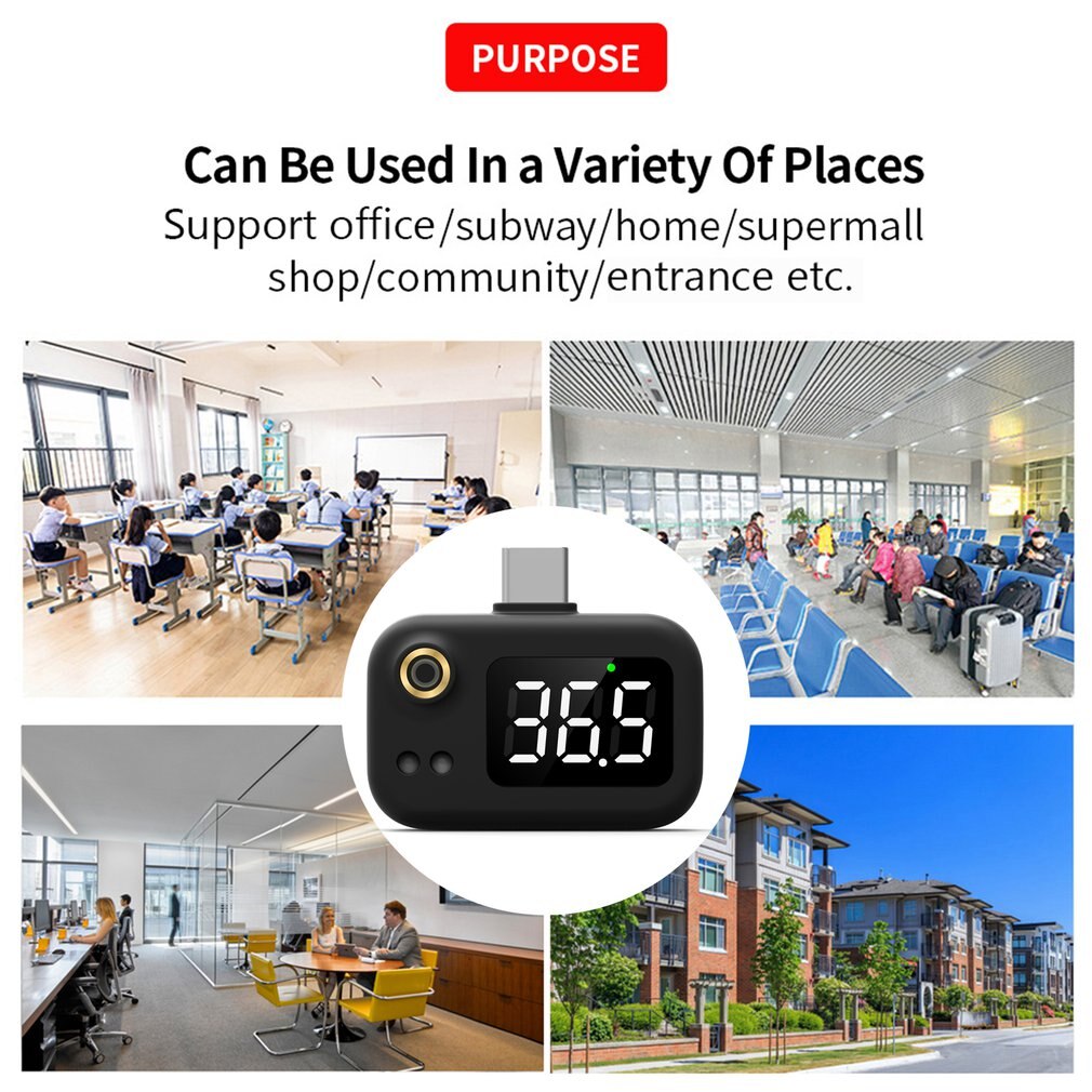 Mobiltelefon usb smart termometer berøringsfritt infrarødt termometer termometer lcd-skjerm til iphone/android tilfeldig farge