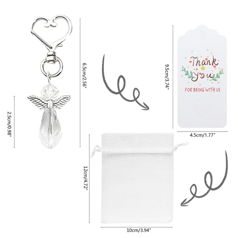 20 stück babyparty-gastgeschenke: engel-schlüsselanhänger Plus organzabeutel, dankeskartenanhänger, gastgeschenke, brautparty