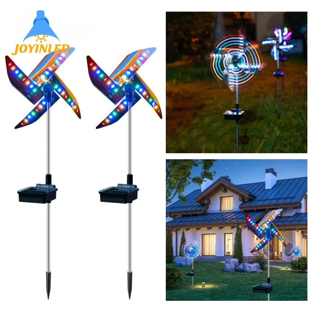 2pcs Solar Powered Outdoor Windmill Lamp Lights 32LED Spot Light Outdoor Garden Decor Windmill Waterproof Night Light