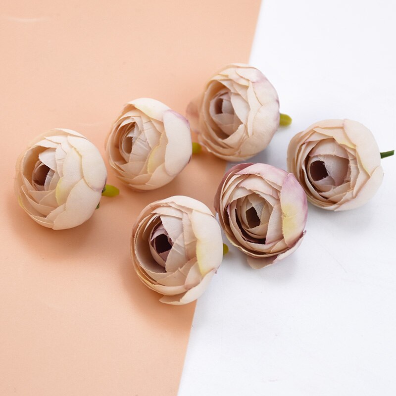 30 Uds. Flores artificiales al por mayor 3CM rosas de té adornos navideños para el hogar Accesorios flores decorativas para boda coronas