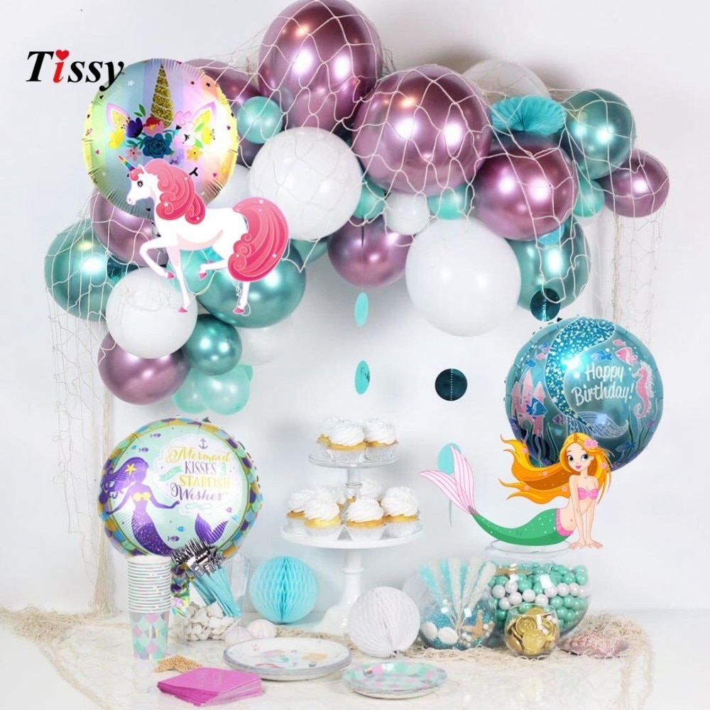 1 pc 18 inchmermaid enhjørning folie ballon til bryllup baby shower fødselsdag børn helium oppustelige globos enhjørning fest forsyninger