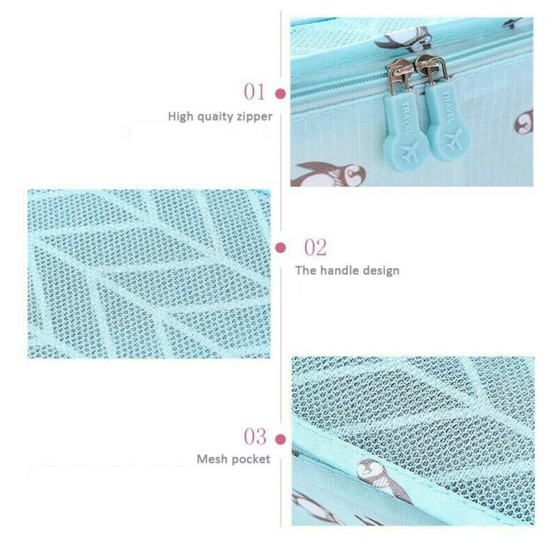 6Pcs Waterproof Clothes Storage Bags Packing Cube Travel Luggage Organizer Pouch