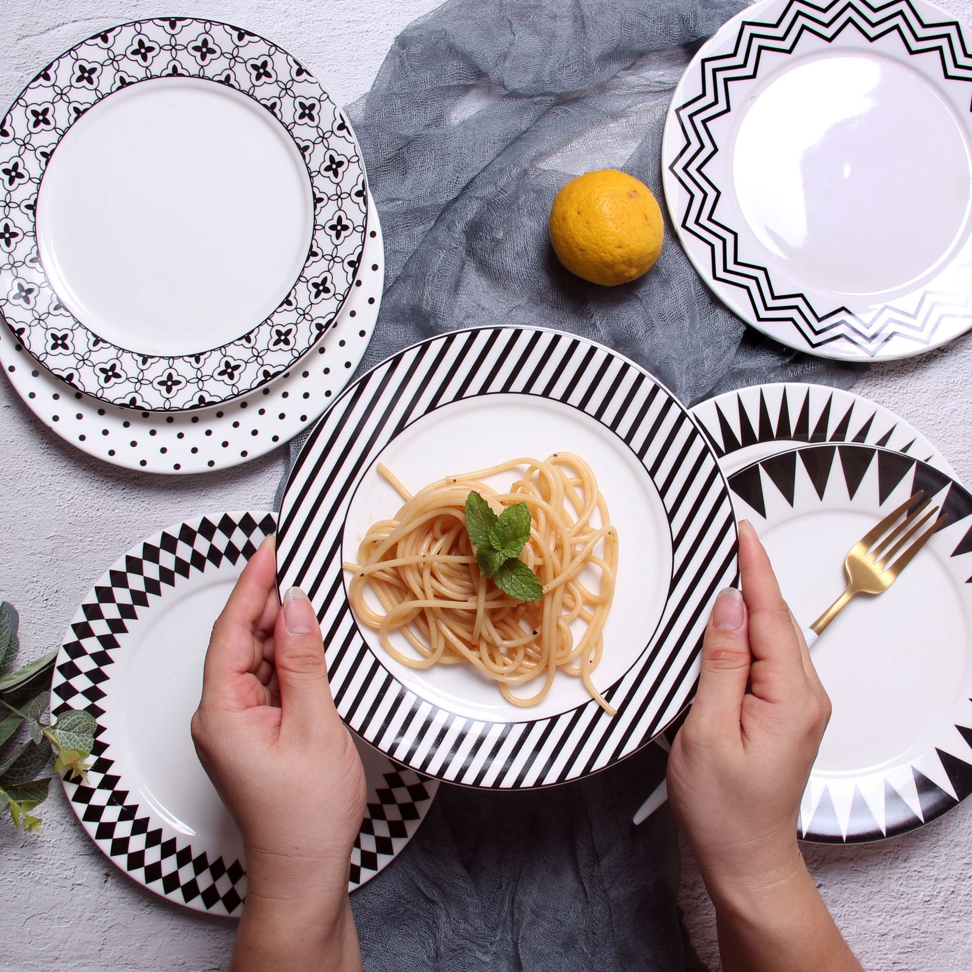 8 Inches Geometrische Steak Plaat Nordic Creatieve Eenvoudige Ronde Westerse Platen Ontbijt Taart Vruchten Schotel