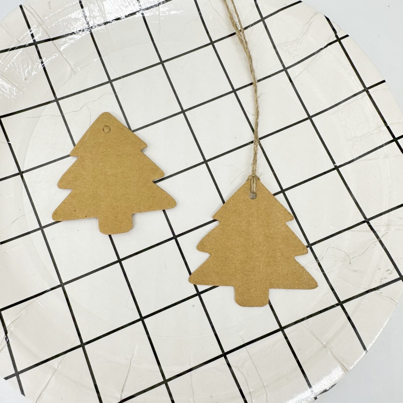 Etykiety z papieru kraft, kartki z kartonu na choinkę z sznurkami, na ślub, urodziny, Boże Narodzenie, przyjęcie, zawieszki na prezenty, materiały robić pakowania ciasteczek: Brązowy