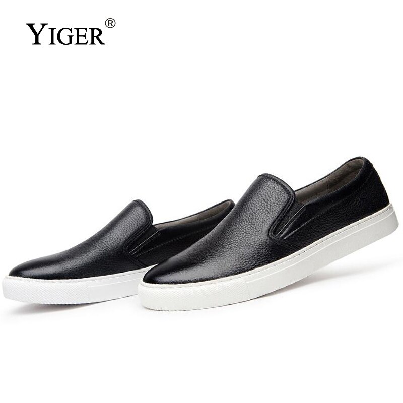 YIGER – mocassins en cuir véritable à enfiler pour homme, respirants, à la , noirs et blancs, nouveauté , , 0120