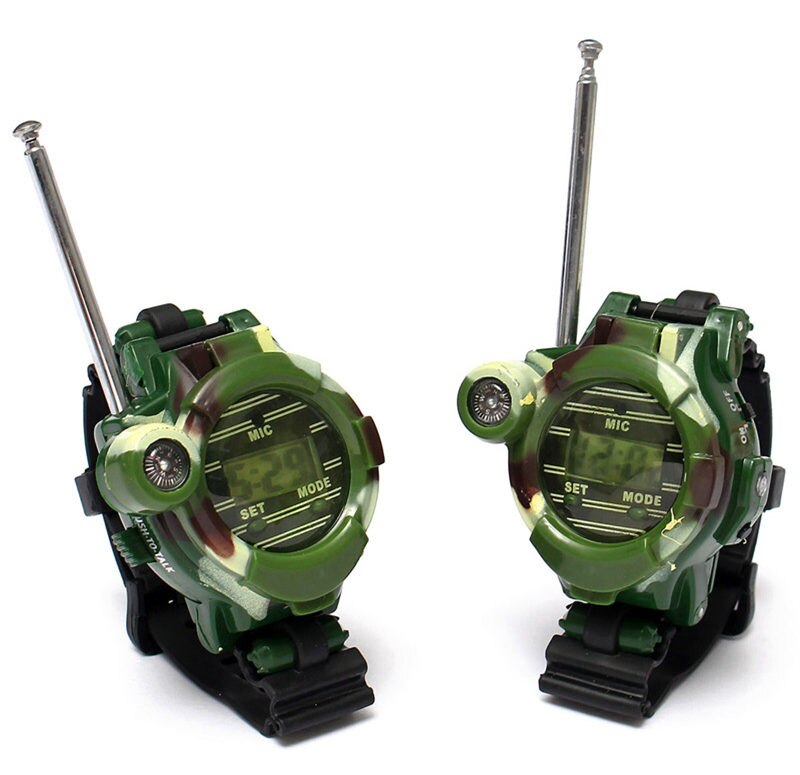 [Funny] 2Pcs/set Outdoor walkie camouflage interphone watch toy family play game electric intercom strong range clock toy