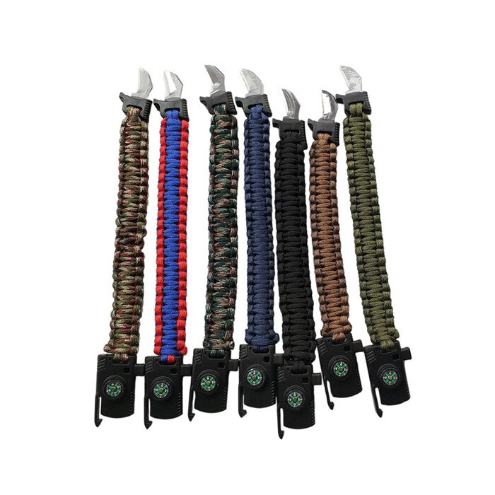 Men Braided Multi-function Outdoor Paracord Survival Bracelet Knife Compass Camping Rescue Emergency Rope Bracelets For Women