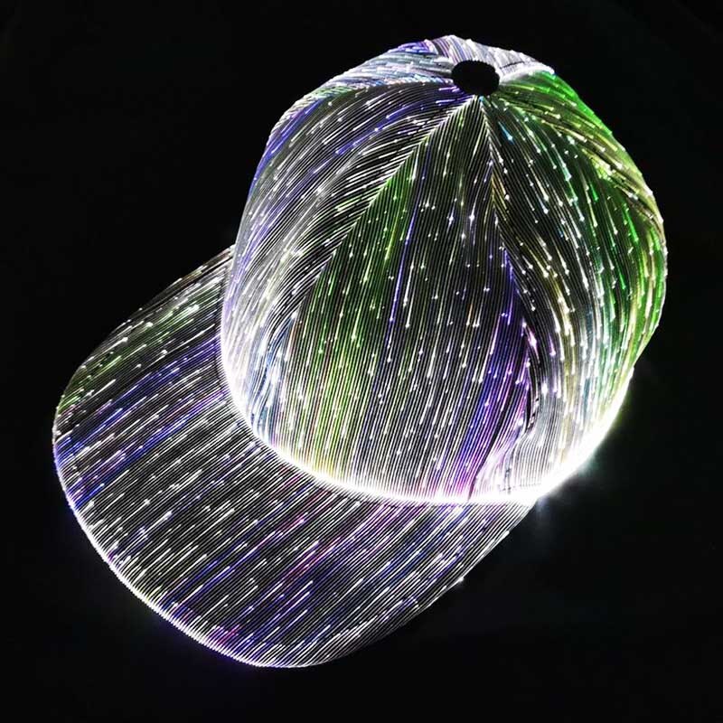 Sombrero de béisbol con luz LED brillante, gorra luminosa de fibra óptica para , Festival de Música, Rave, Navidad y Halloween