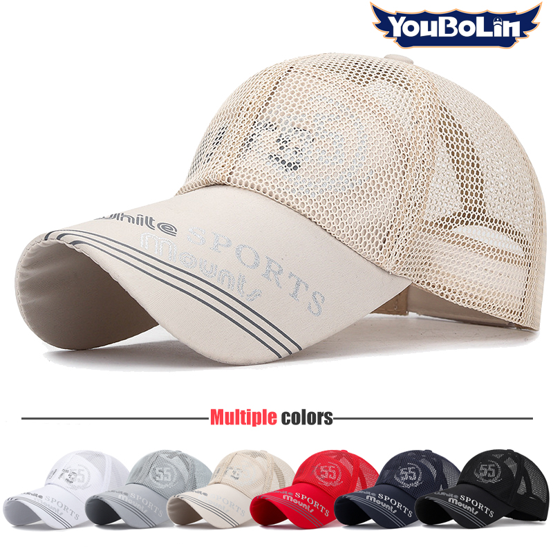 Summer extended brim sun protection baseball cap outdoor sun hat sports breathable hat printed SPORTS mesh cap