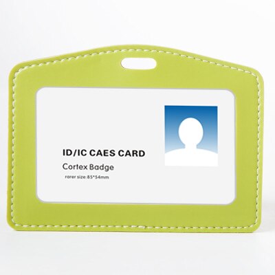 Price Soft PU Leather ID Card Holder Horizontal/Vertical Without Lanyard, for Students/Business/Staff,: H Green