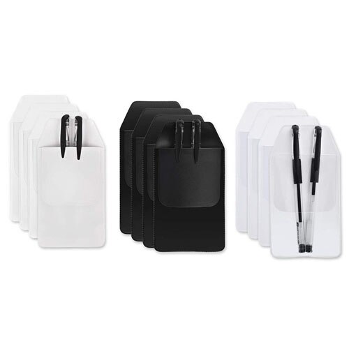 Xrhyy 12 stk vælg skjortelomme pvc heavy duty pen pointer kort note badge beskytter hold til skole hospital kontorartikler: Multi