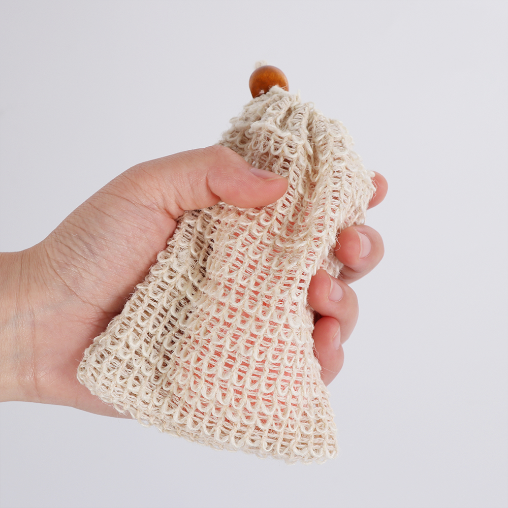 Soap Bags for Shower 12 Pack Natural Ramie Soap Saver Pouch Homemade Soap Mesh Bag with Drawstring