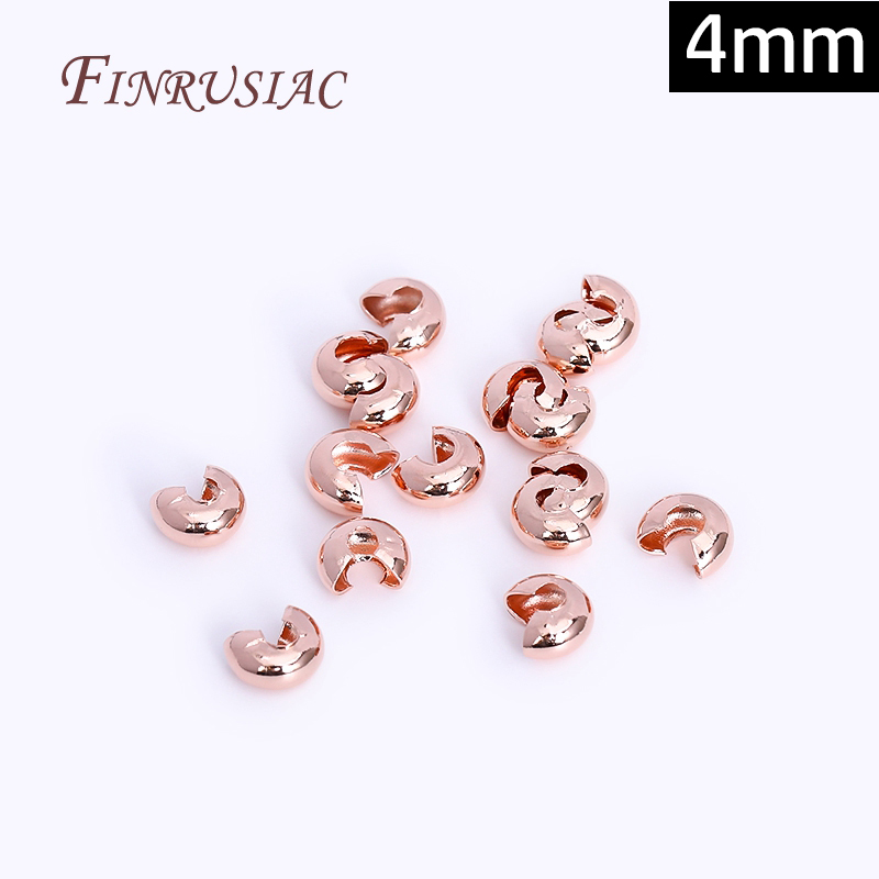50-100 stks/partij Messing Ronde Covers Crimp End Kralen 3mm/4mm Spacer Kralen 18K Real vergulde Sieraden Maken Accessoires DIY: M / YELLOW
