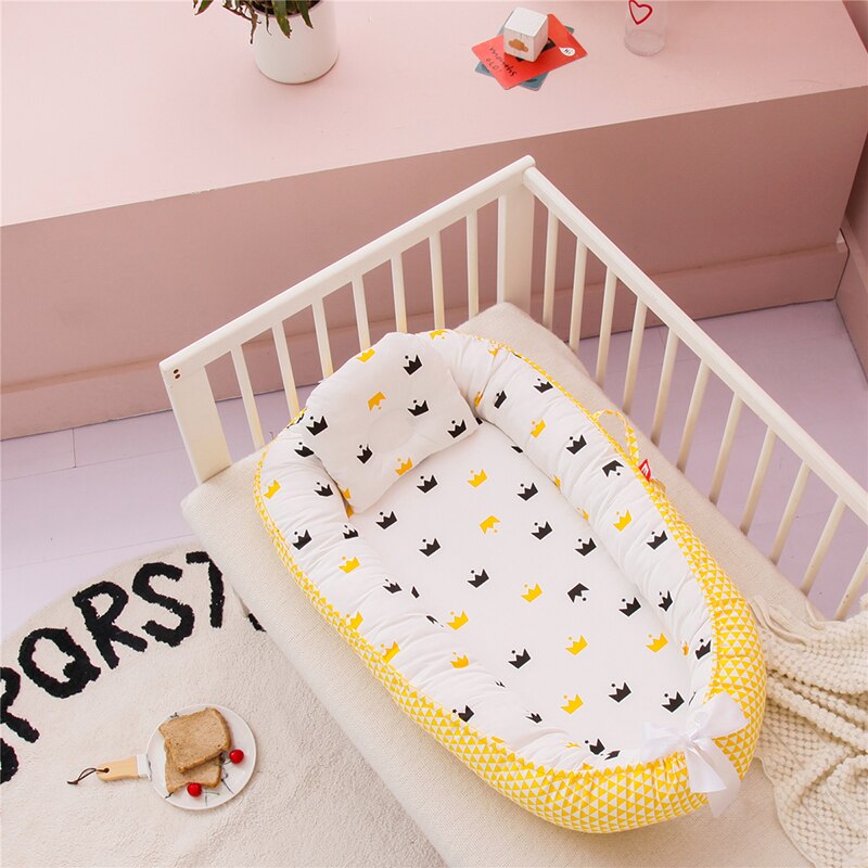 Babynest bærbar babynest seng med pudepude nyfødt rejseseng til udendørs seng spædbarns vugge reden sengetøj