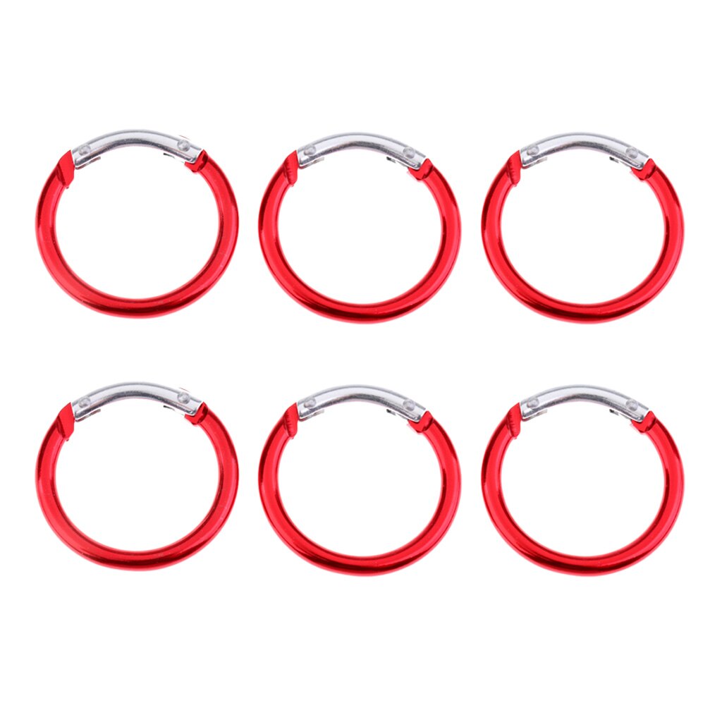 6 Stuks Ronde Carabiner Spring Snap Clip Sleutelhanger Haak Clip Rugzak Singels Gesp Outdoor Kleine Sport Gereedschap: Red