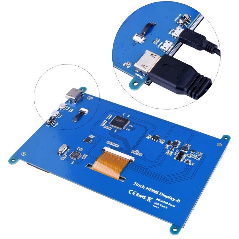 7 Inch Capacitive Press LCD Display for Raspberry Pi 3B/3B+ Screen HDMI Input 1024X600 with Case Stand Holder