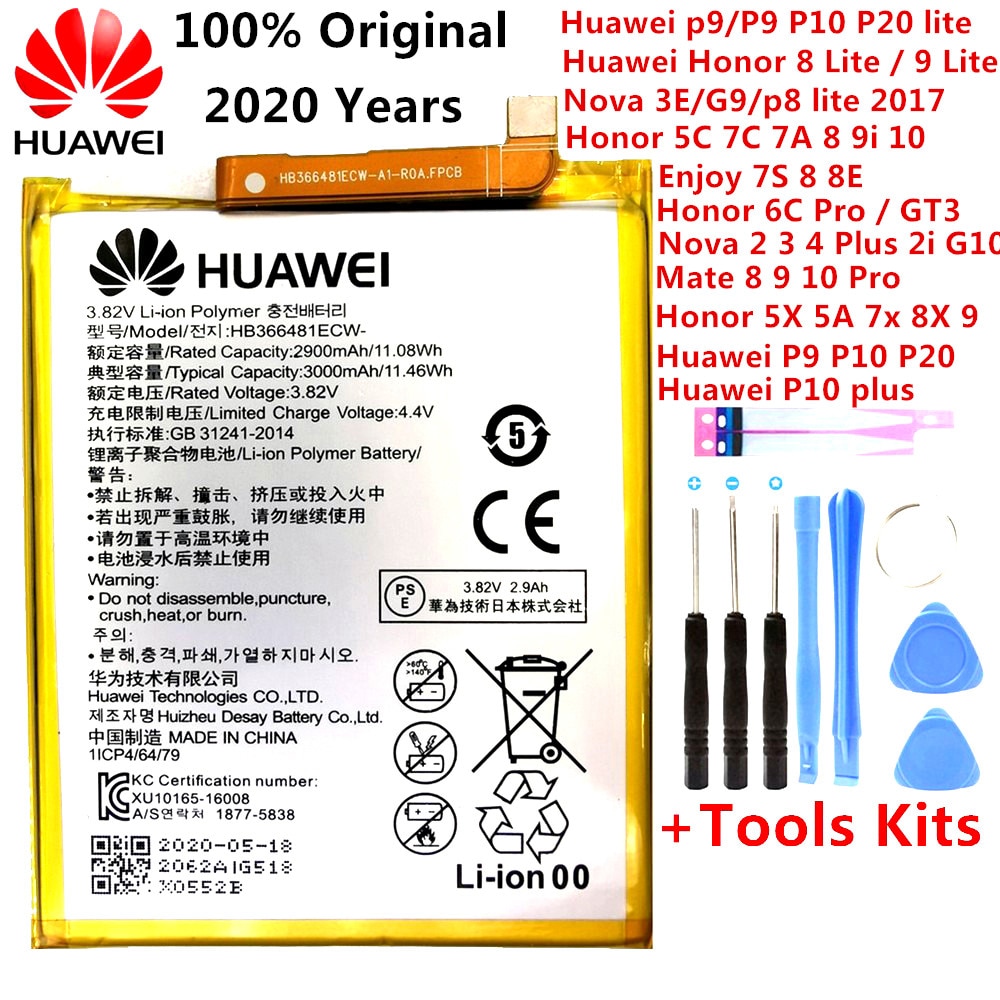 Huawei Orginal Battery Honor Nova Mate 2 2i 3 4 P8 P9 P10 P20 5C 5A 5X 6A 7X G7 8 8X 8C 9 9i G10 10 20 Lite Plus Pro Batteries