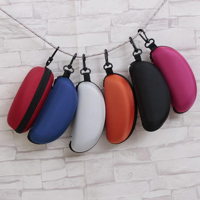 Portable Zipper Eye Glasses Clam Shell Sunglasses Hard Case Protector Box