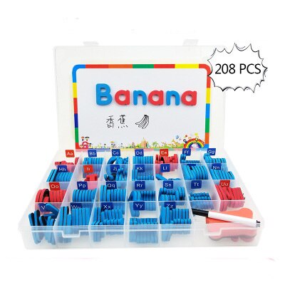 Magnetic Letters 208 Pcs Uppercase Lowercase Foam Alphabet ABC Magnets Refrigerator Educational Spelling Learning Toy: 208pcs Blue Red