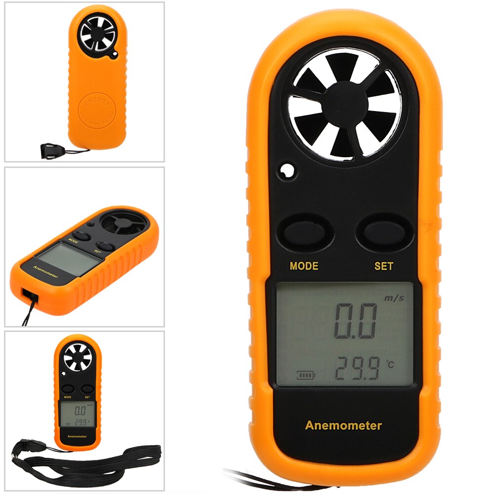 Diywork Pocket Smart Digitale Display Wind Thermometer Hoge Precisie 0-30 M/s Hand-Held Wind Gauge Meter anemometer