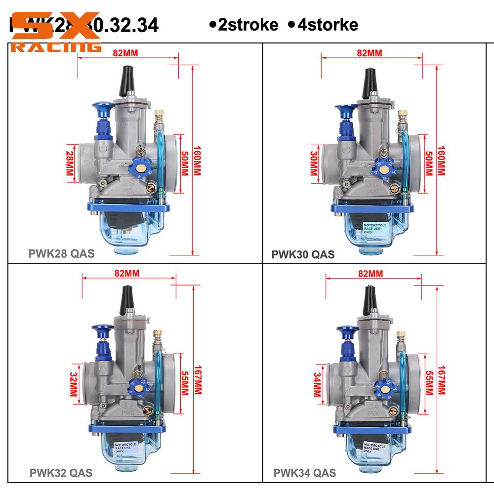 Motorcycle Universal Carburetor For Keihin PWK 28 30 32 34 MM 2T 4T Blue transparent cover bowl With Power Jet Dirt Bike