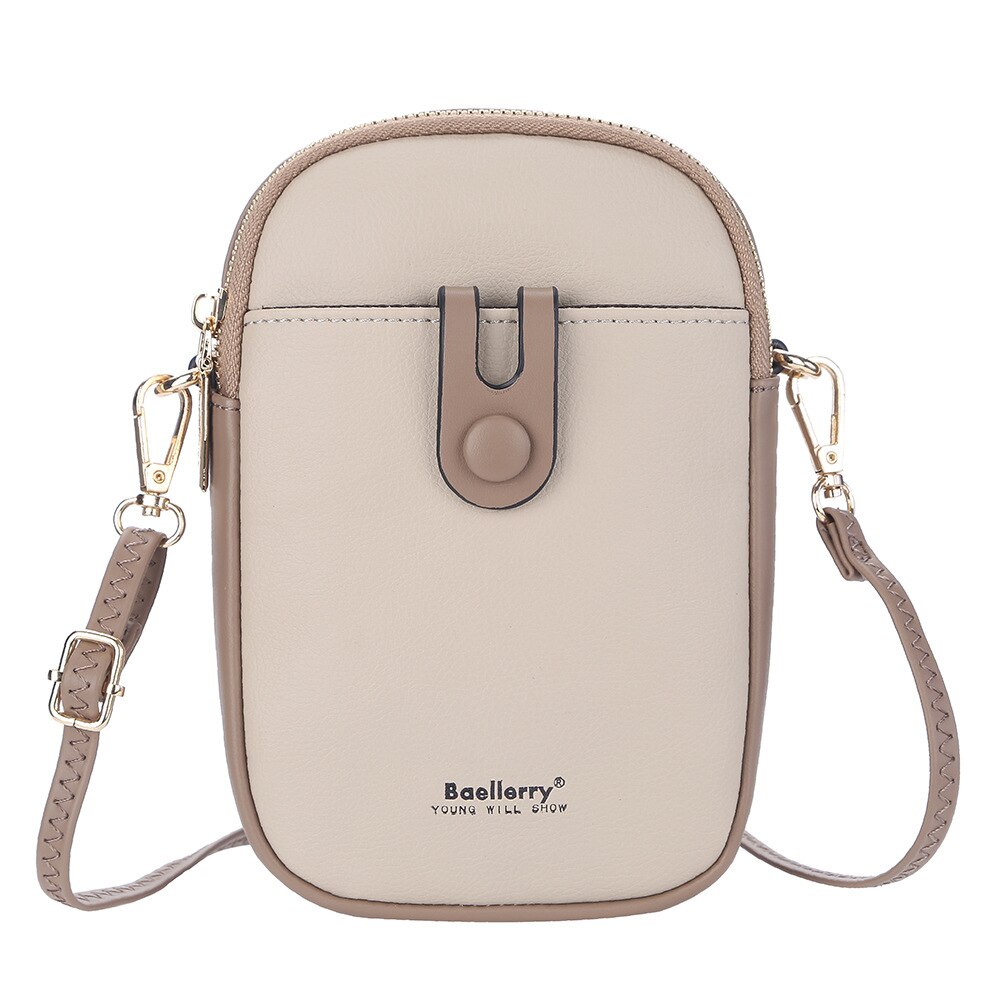 Frauen Weiche Leder Einzelnen Schulter Taschen Weibliche Multifunktions Große Kapazität Crossbody Geldbörse Damen Bote Brieftasche: Aprikose