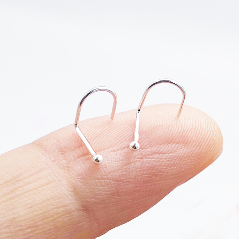 Pendientes de tuerca para nariz y cola de pez, Piercing de Plata de Ley 100, 925mm, 1,5 unids/lote