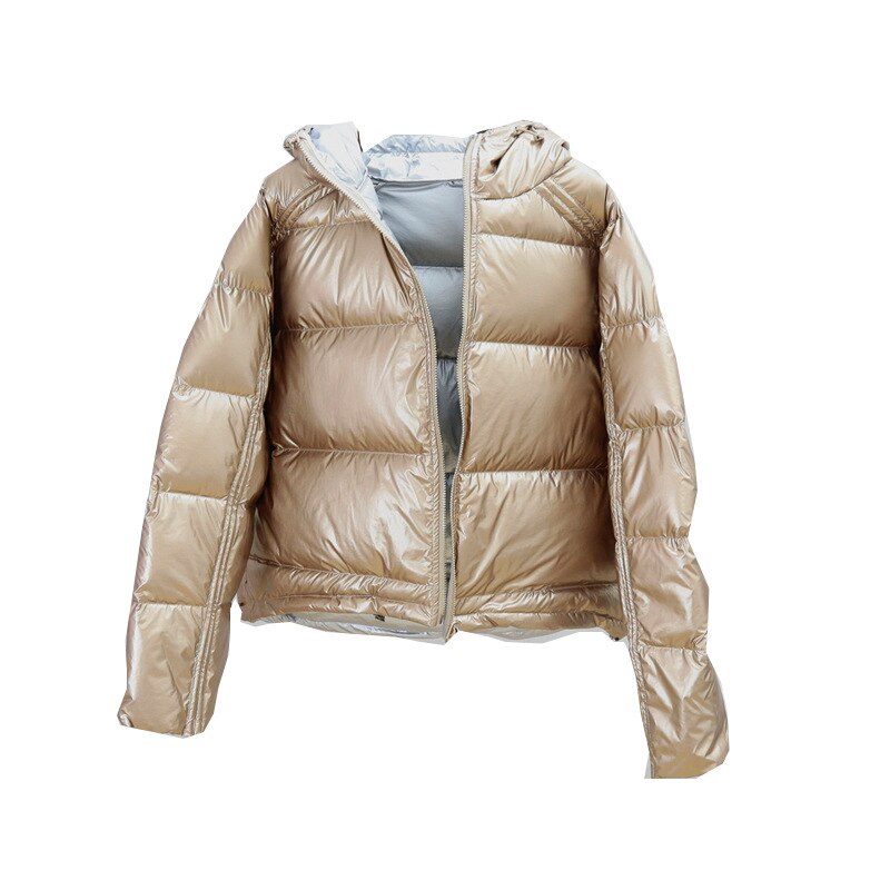 Ailegogo guld silver dubbelsidig kappa vinterjacka dam huvor vita ankdun parkas dam varm snö dun ytterkläder