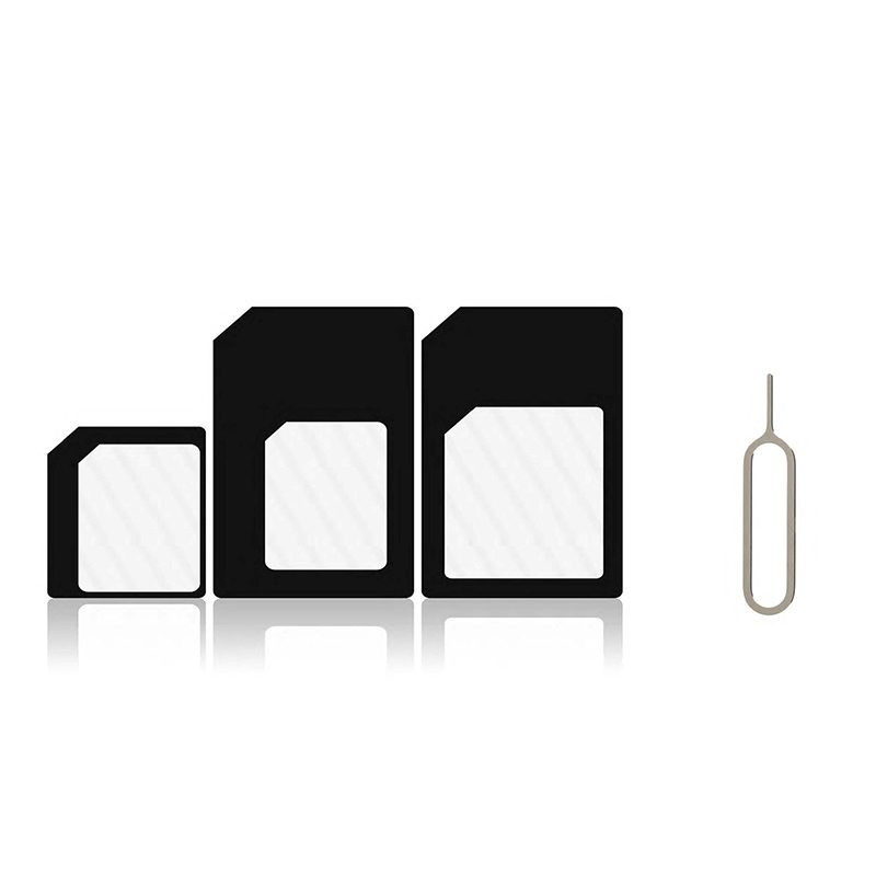 4 in 1 nano-sim-kort till mikro-sim-kort standard simkort adapter omvandlare för  s6 s7 edge  se 7 6s honor mobiltelefontillbehör